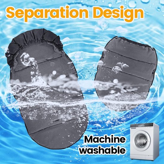 Thijox - Voetenzak voor Kinderwagens, Waterdichte Baby Voetenzak met Verstelbare Kap, Polar Fleece Voering, Machine Wasbaar, Zwart, 90x48 cm, Ideaal v van Thijox — afbeelding 4