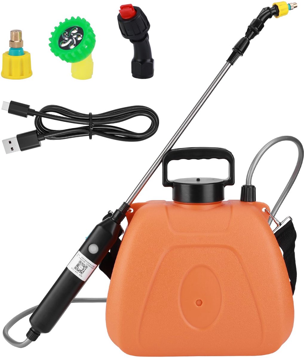 SnelShoppen - Accu Drukspuit 8 Liter, Krachtige Elektrische Tuinspuit met 3 Nevelspuiters en Oplaadbare Handgreep, Tuinsproeier met Verstelbare Schoud