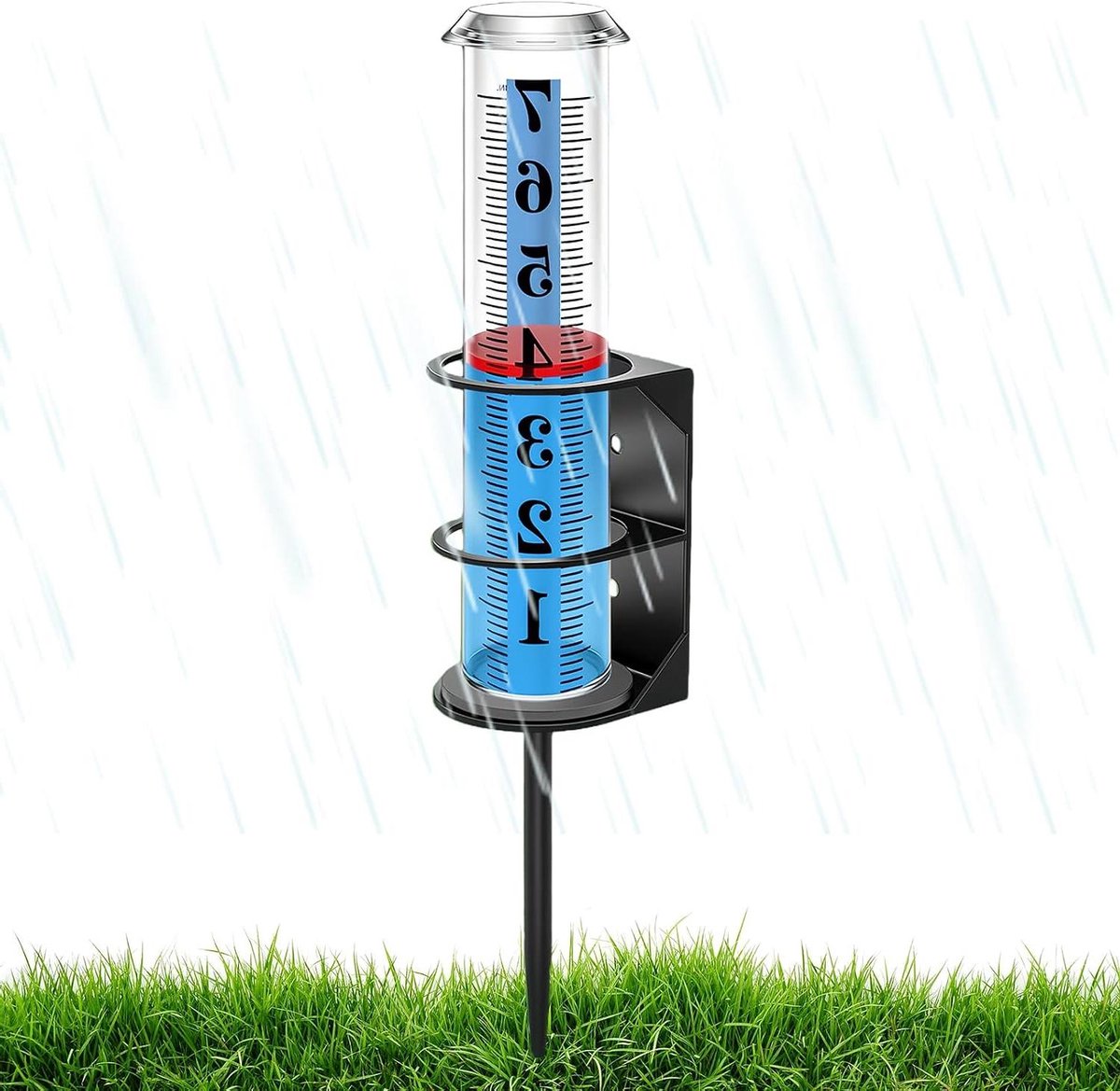 Regenmeter met Grondpen - Neerslagmeter Tuin - Planten Water Geven - Overloopbestendig Ontwerp - 25 x 10 x 10 cm