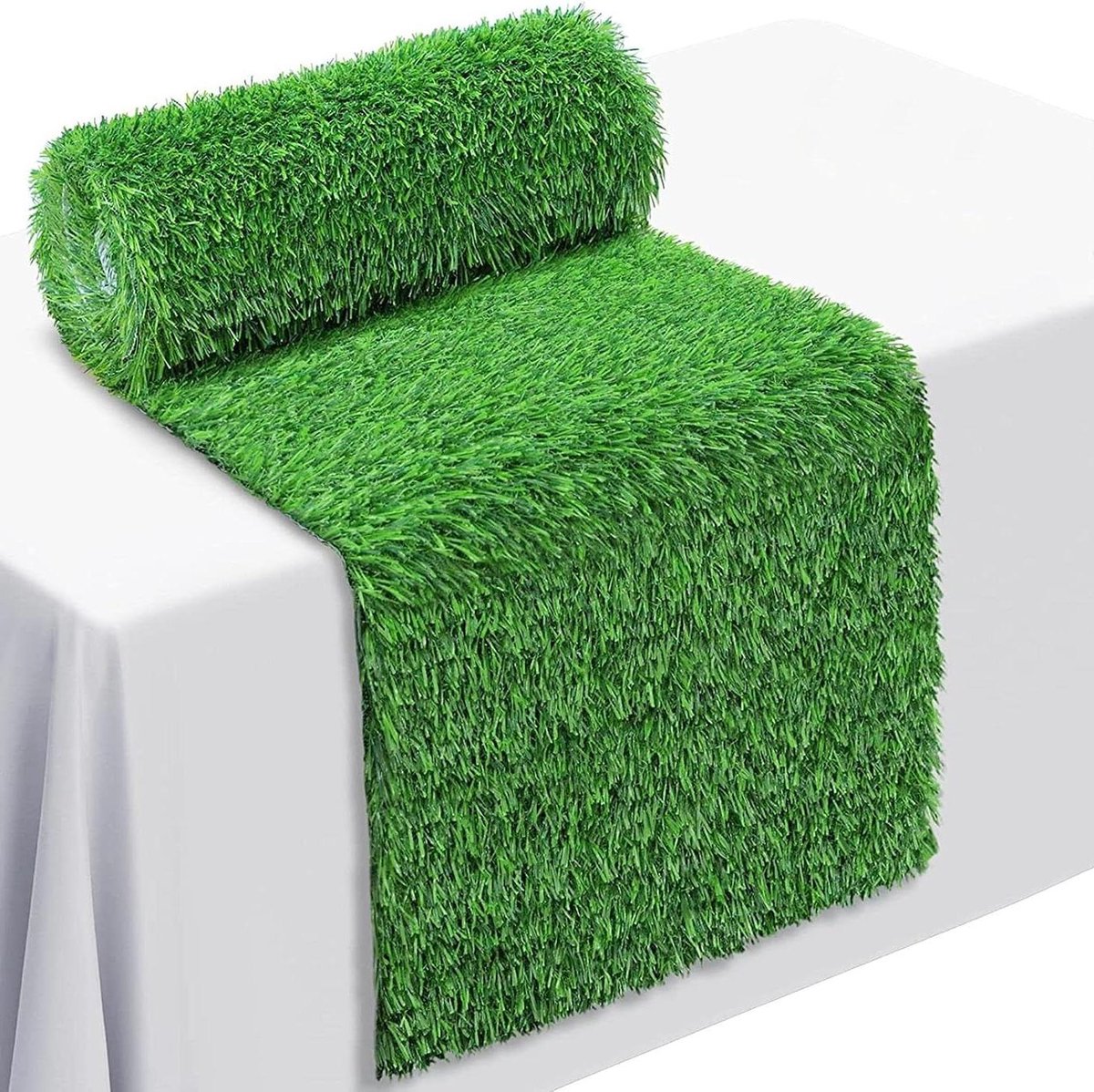 Tafelloper Kunstgras - Tafelkleed Groen - Feestdecoratie - Natuurlijk Gras Uiterlijk - 35 x 120 cm - Groen