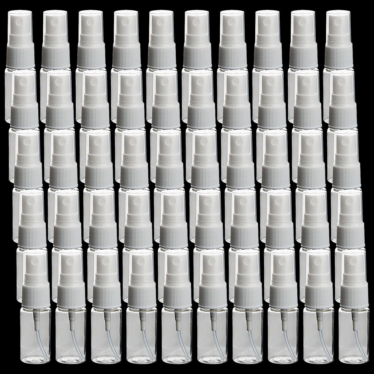 SnelShoppen - 50 Stuks 10 ml Mini-Spuitflesjes - Doorzichtige Navulbare Lege Fijne Nevel Plastic Reisverstuiver Flesjes voor Parfum, Etherische Olie,