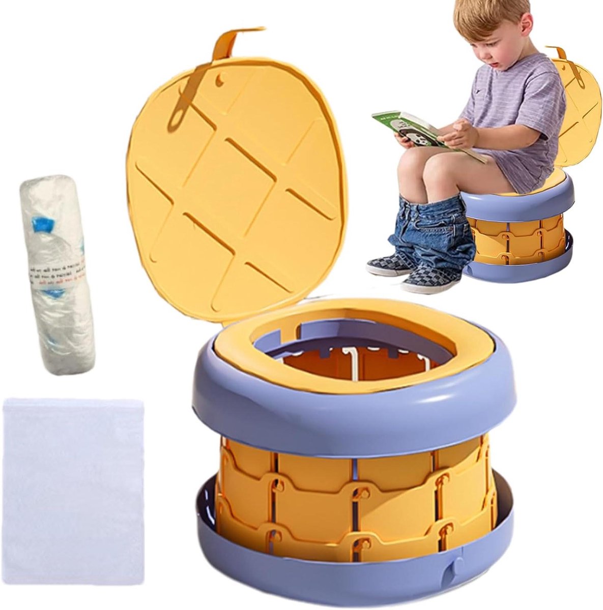 Draagbaar Potje - Reis Potje Kinderen - Potjestraining Onderweg - Inklapbaar Snel Schoon - 28.3 x 11.7 cm - Meerkleurig
