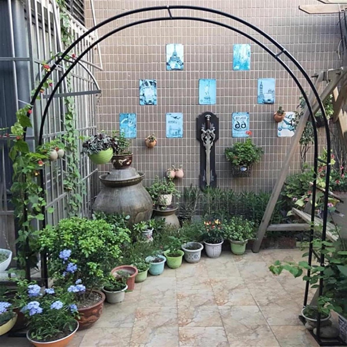 Rozenboog Metaal - Tuinboog Klimplanten - Tuindecoratie Bruiloft - Weerbestendig Stevig - 200x230x40 cm - Zwart