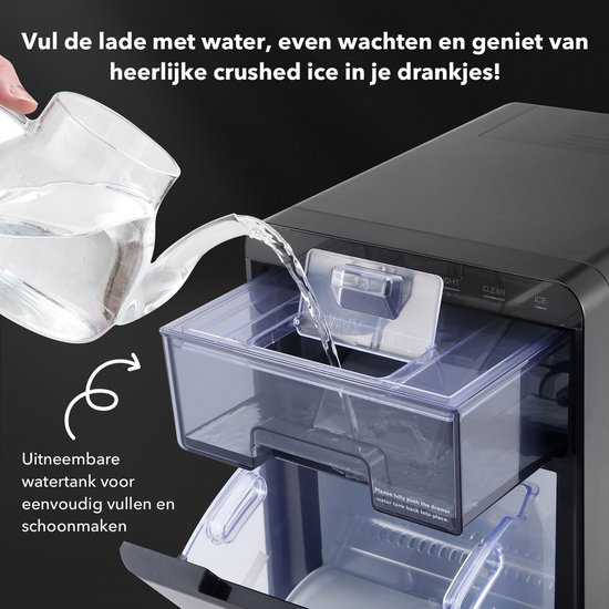 Bardi 1,8L Deluxe IJsblokjesmachine - Crushed ICE machine - Nugget IJsblokjesmachine - LED Verlichting - 20Kg/24 uur. inclusief Thermosbeker - RVS/ZWART met citruspers RVS van Bardi — afbeelding 3