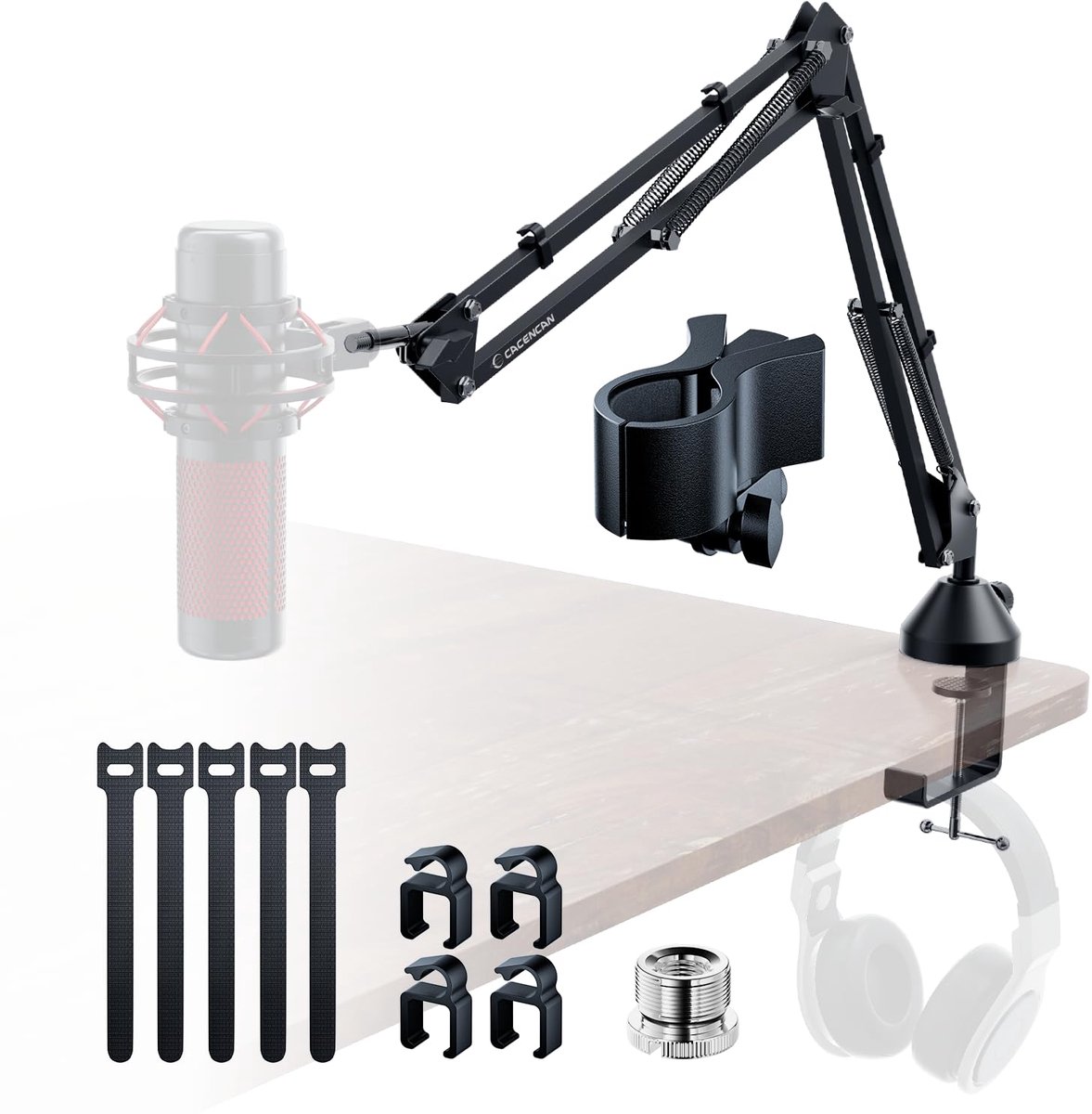 SnelShoppen - Microfoonarm, Galgarm-Microfoon, Opvouwbare Bureauhouder met 3/8 inch op 5/8 inch Schroefadapter, Verstelbare Microfoonstandaard voor Po