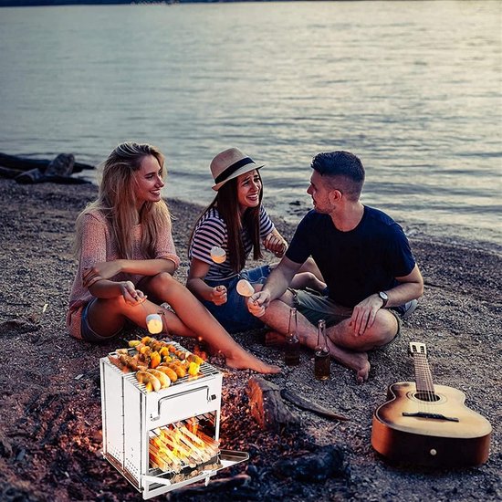 Houtkachel Camping - Draagbare Kooktoestel - Outdoor Koken - Roestvrij Staal - Opvouwbaar - Metaal — afbeelding 3