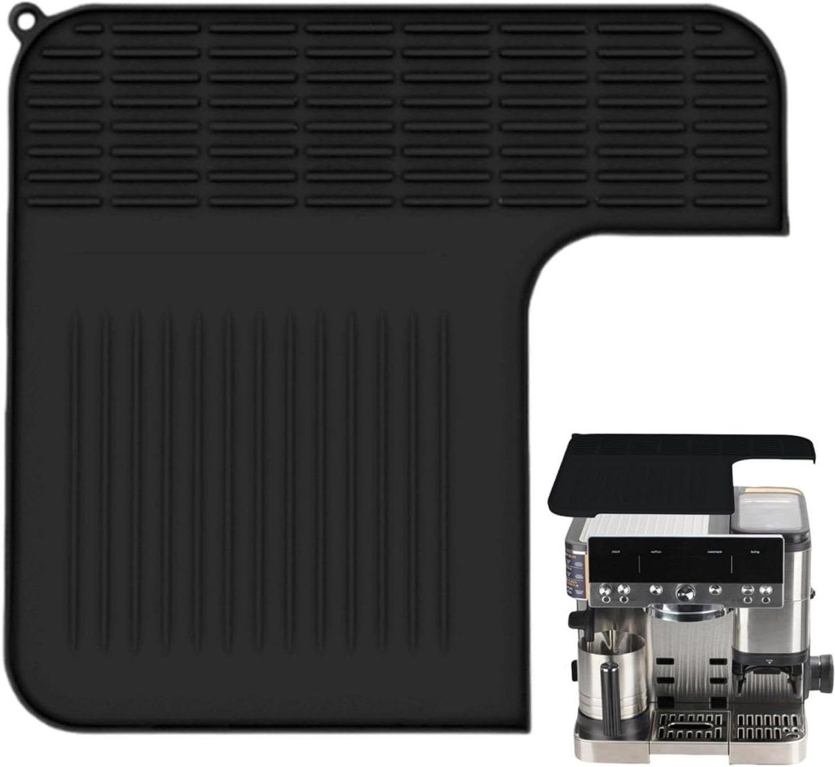 Koffie Corner Mat - Koffiemat Siliconen - Koffie Bereiden - Waterdicht Hittebestendig - 30x32 cm - Zwart