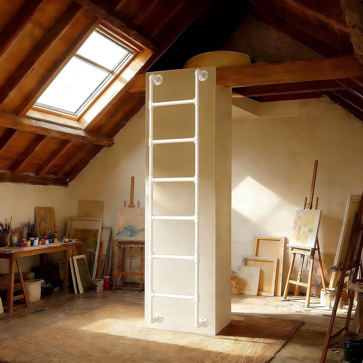 Zolderladder Metaal - Vouwladder Opvouwbare Ladder - Veilige Toegang Creëren - Gietijzeren Stevig Frame - 100 cm - 300 cm - Zwart