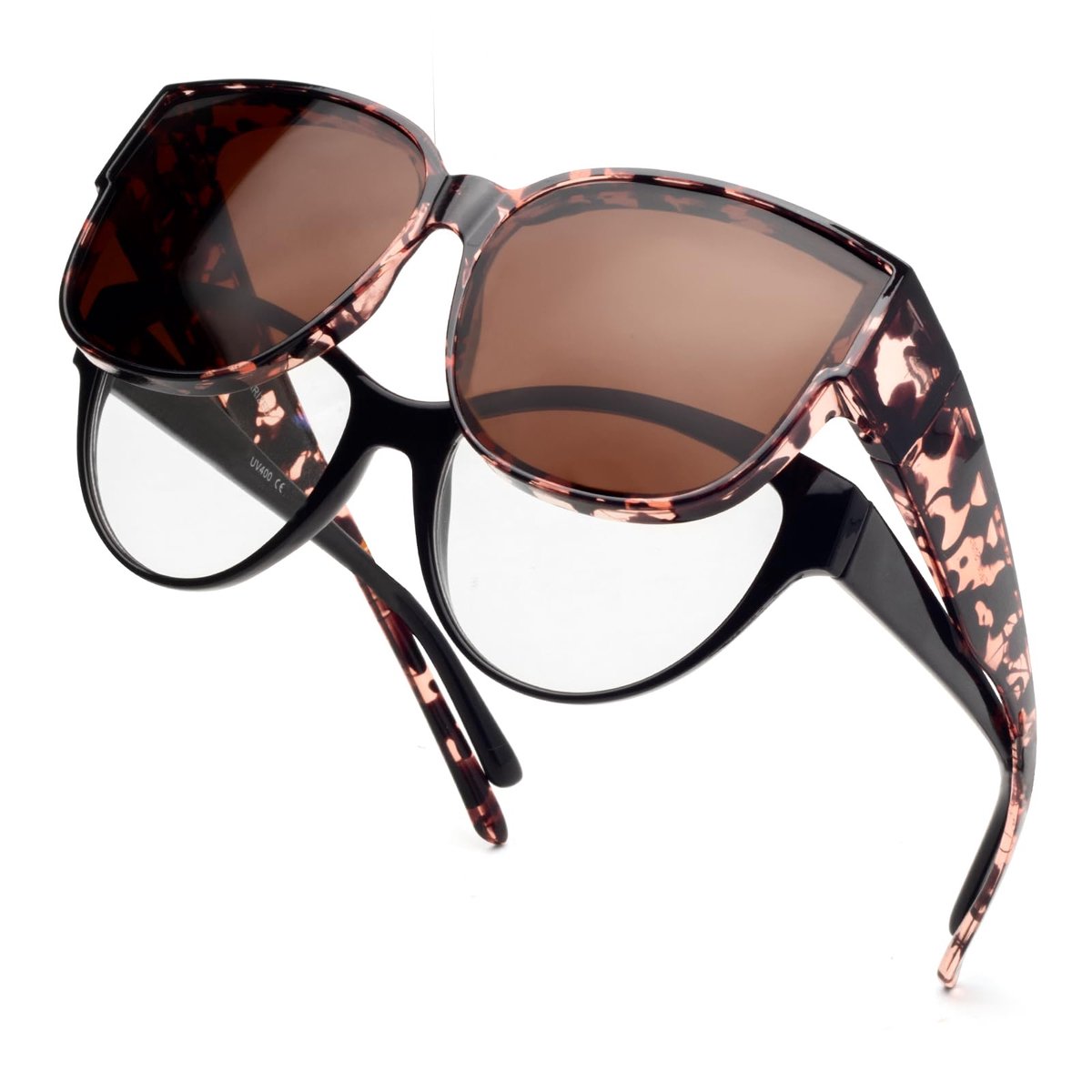 SnelShoppen - Face Shadow Gepolariseerde Overzet Zonnebril voor Dames, UV-Bescherming, Clip On Zonnebril voor Brildragers, Ultralicht, Perfect voor Zo