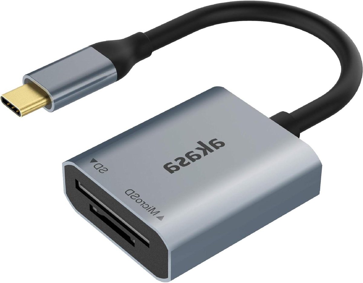 Dubbele Kaartlezer - SD MicroSD Lezer - Bestanden Overzetten - Leest SD en MicroSD Tegelijk - 41 mm - Grijs