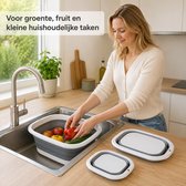 3-delige Opvouwbare Teilenset 3, 5 en 10 Liter – Afwasteilen en Wasbakken – Ruimtebesparend – Grijs/Wit