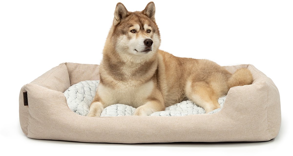 lionto comfort hondenmand, zacht, antislip & onderhoudsvriendelijk, 110x80 cm beige