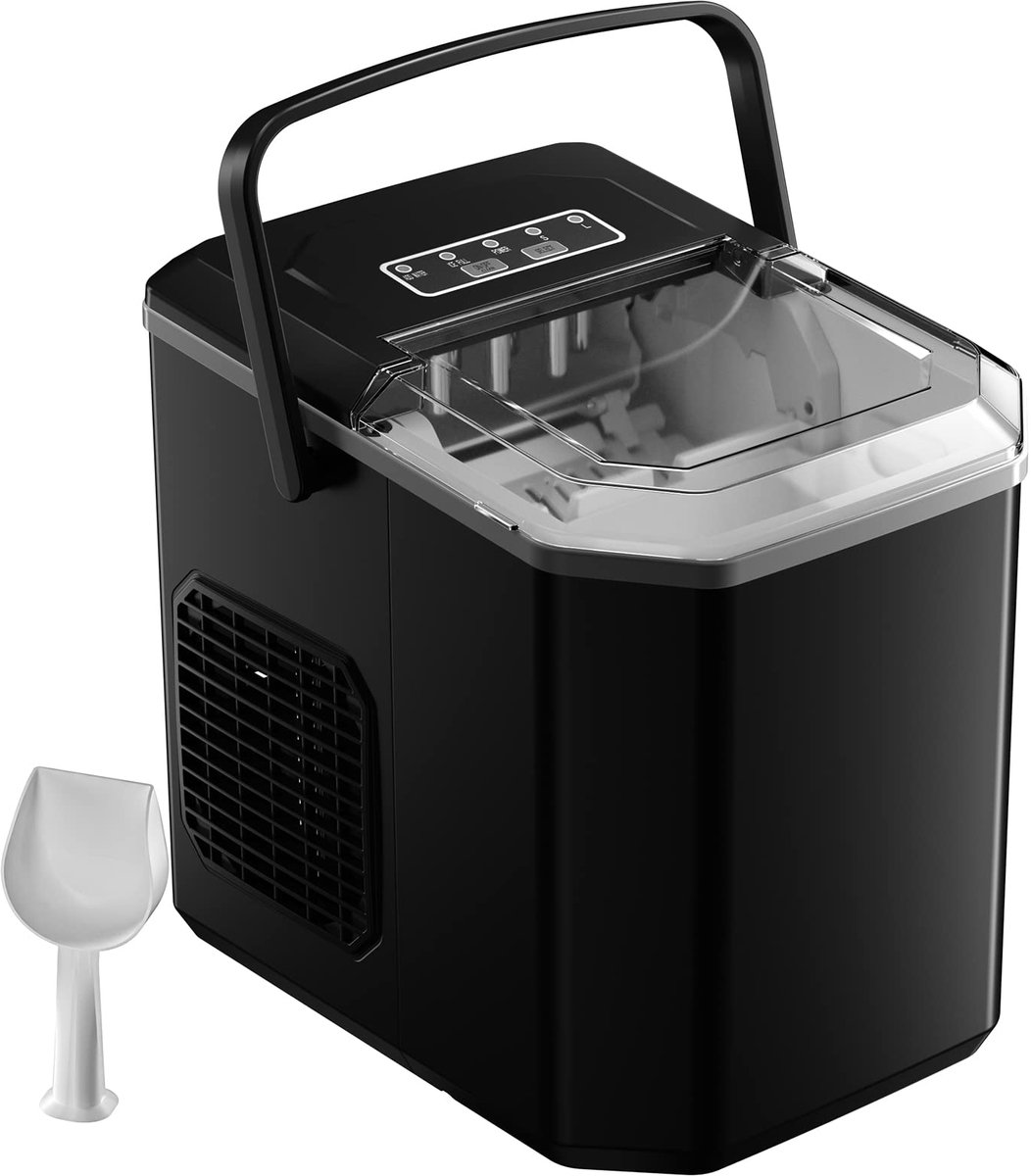 IJsblokjesmachine - IJsmaker - Snelle IJsblokjes - Automatische Reiniging - 12 kg per dag - Zwart