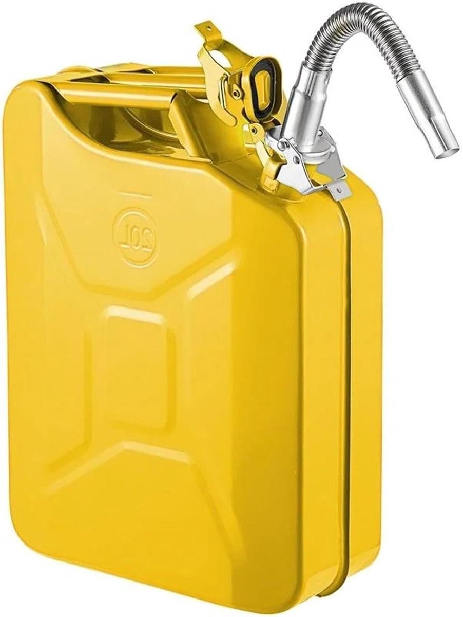 Jerrycan Brandstoftank - Benzinekan Opslagtank - Brandstof Transport - Roestvrij Koudgewalst Staal - 20 Liter - Geel