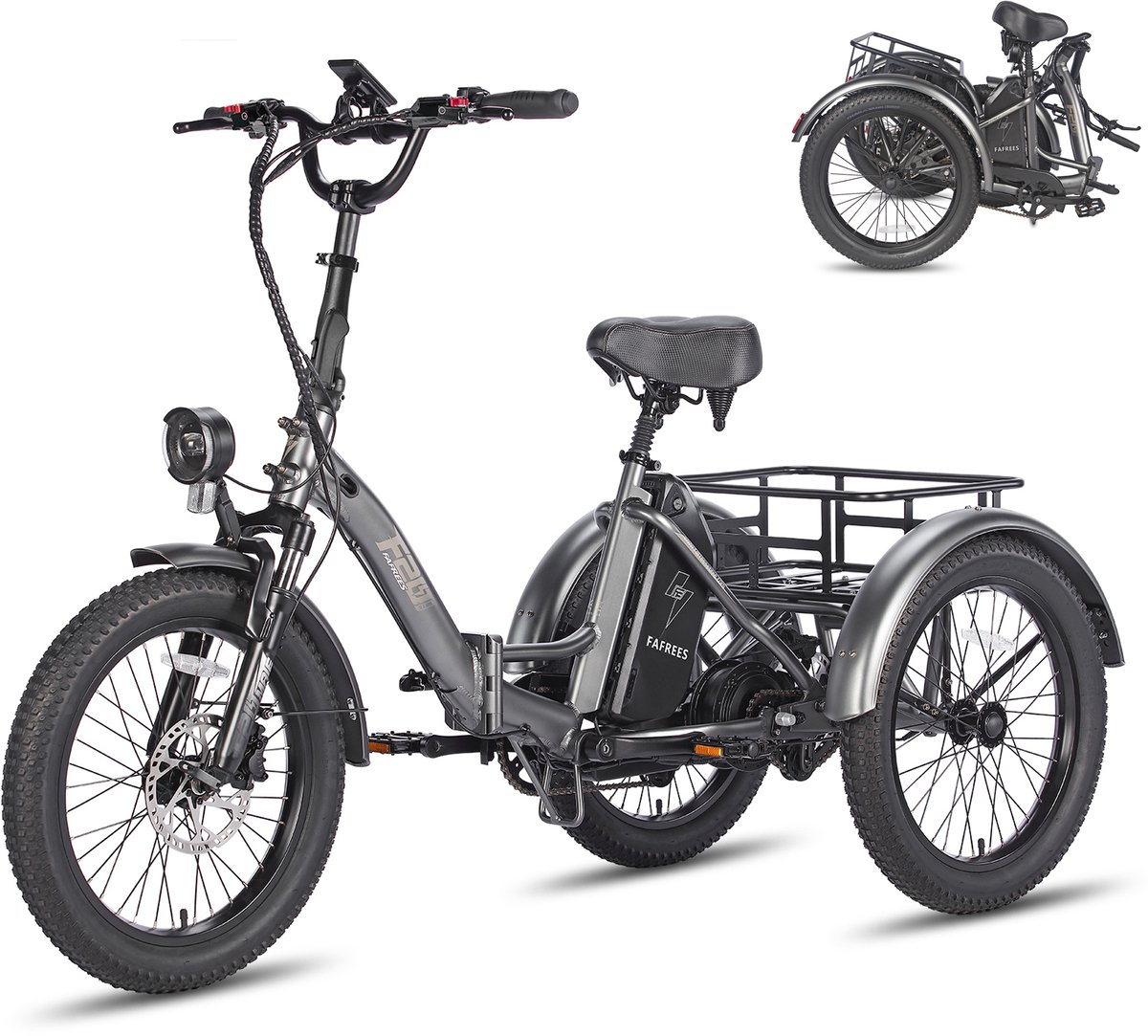 Fafrees F20 Mate Elektrische Driewieler - Opvouwbare Cargo E-Bike - 250W Motor - 48V 20Ah Accu - 20x3.0 Inch Brede Banden - Hydraulische Schijfremmen - Max 180kg Belasting