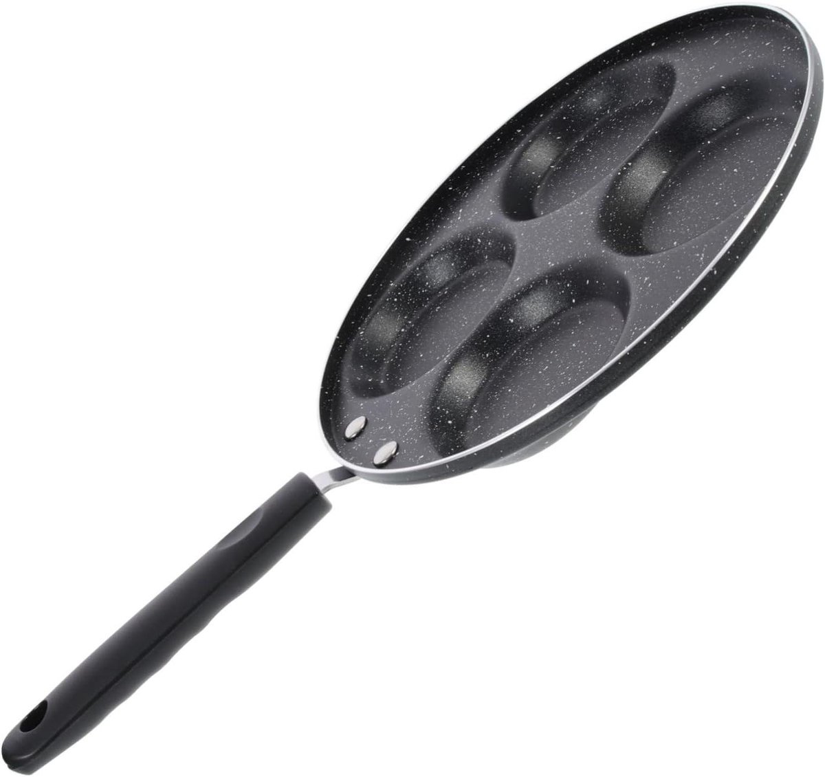 Koekenpan met 4 Gaten - Eierpan Omeletpan - Ontbijt Maken - Non-stick Coating - 42 x 24 cm - Zwart