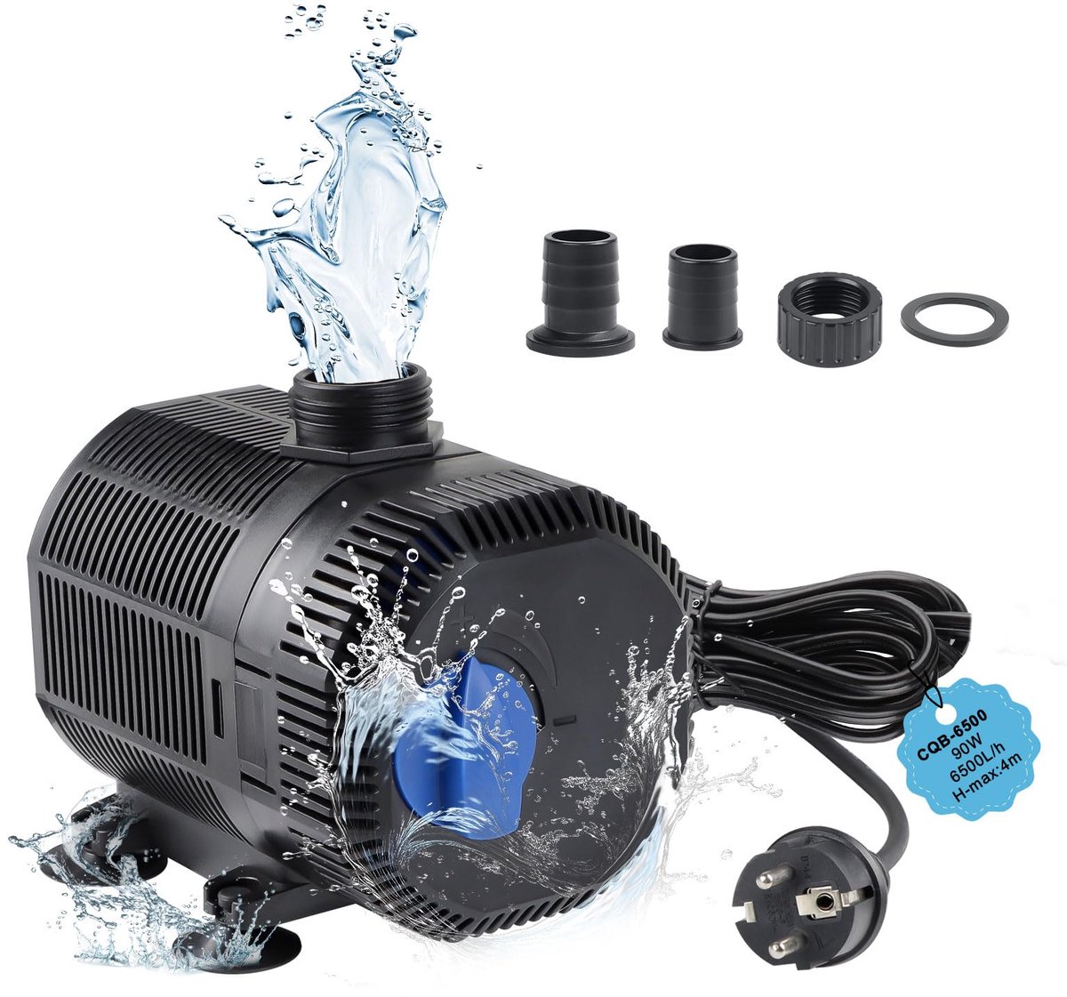 SnelShoppen - Vijverpomp 6200 l/u Filterpomp Waterpomp Beeklooppomp Fonteinpomp met Filter 90W 10m Kabel 2 Sproeiers voor Tuin en Vijver