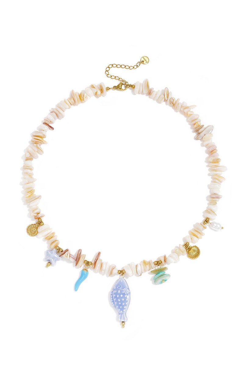 Elegant Off-White Beaded Necklace for Summer Vacations - Cadeau - Goudlief.nl