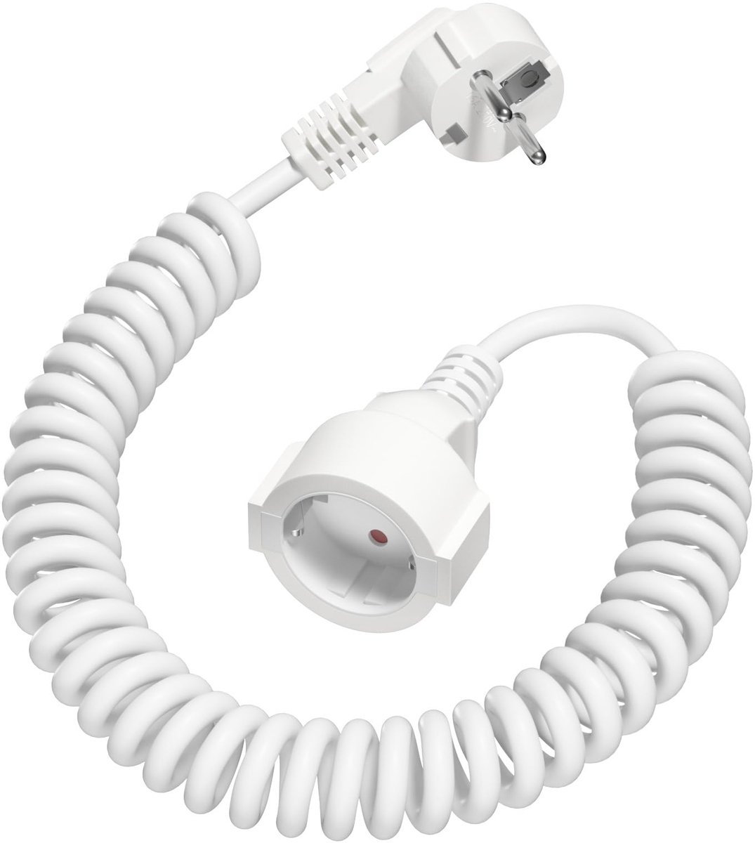 SnelShoppen - Schuko Verlengkabel 2M Spiraalkabel, Rekbaar van 0,5M tot 2M, 250 V/16 A Geaard Contact, Spiraalverlenging voor Thuis, Kantoor, Buiten,