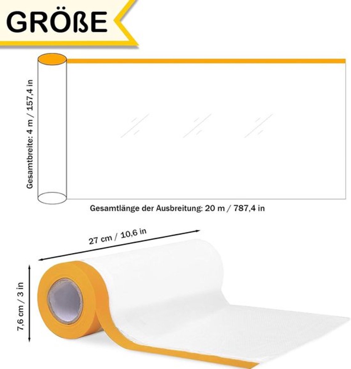 Maskeerfolie en Plakband Set voor Meubels en Vloeren | Transparante Folie met Textieltape | Zelfklevend Schilderstape | Bescherming en Afdekken met Plakband.
