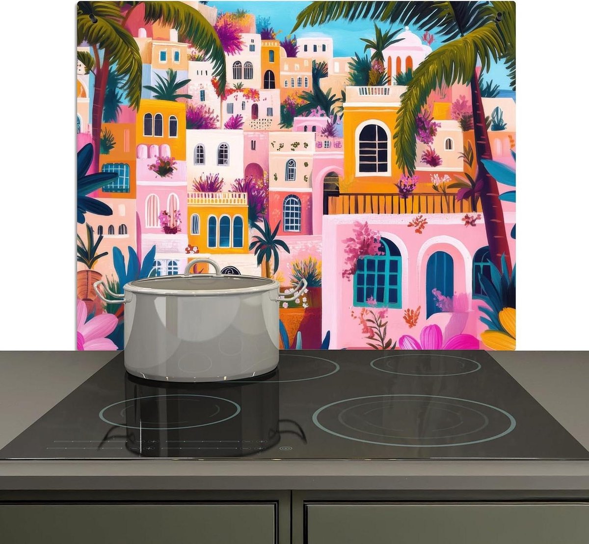 Spatwand Keuken Kookplaat Beschermer Keukenwand Beschermen 2-in-1 Functie 52x60 cm Kleurrijk