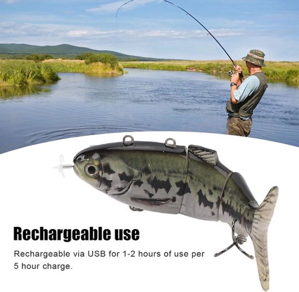 Elektronisch visaas - Swimbait - USB oplaadbaar - Realistisch led-aas - Zoetwater - Geschikt voor - Kleur of model