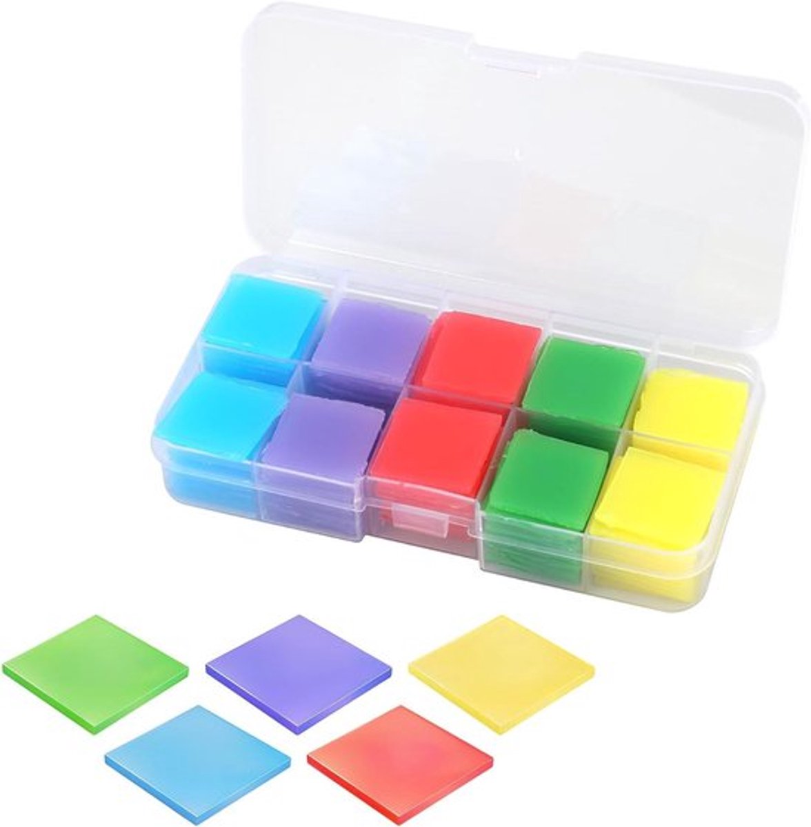 Diamantschilderij Set 100 stuks kleilijm, meerkleurig 2 x 2 cm voor doe-het-zelf handwerk en decoratie. Sterke zelfklevende was voor diamantschilderen en kruissteek.