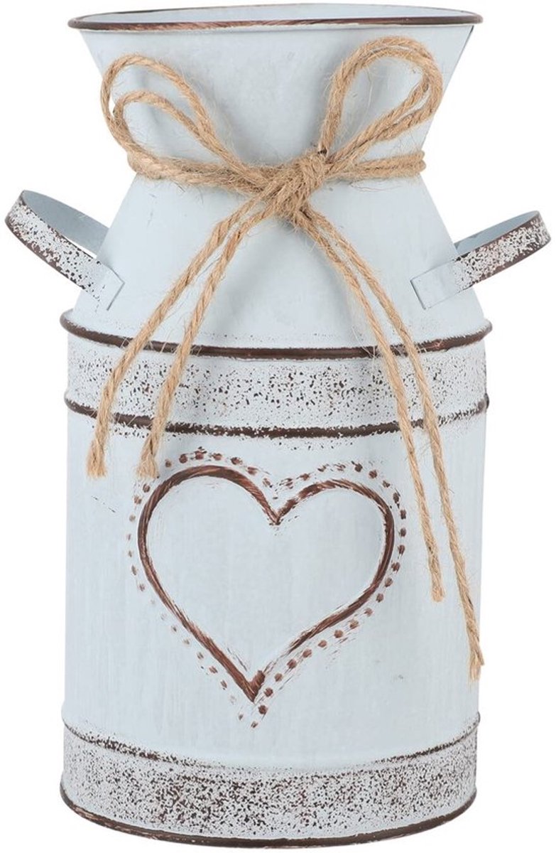 Vintage IJzeren Bloemenvaas en Melkkan - Shabby Decoratie