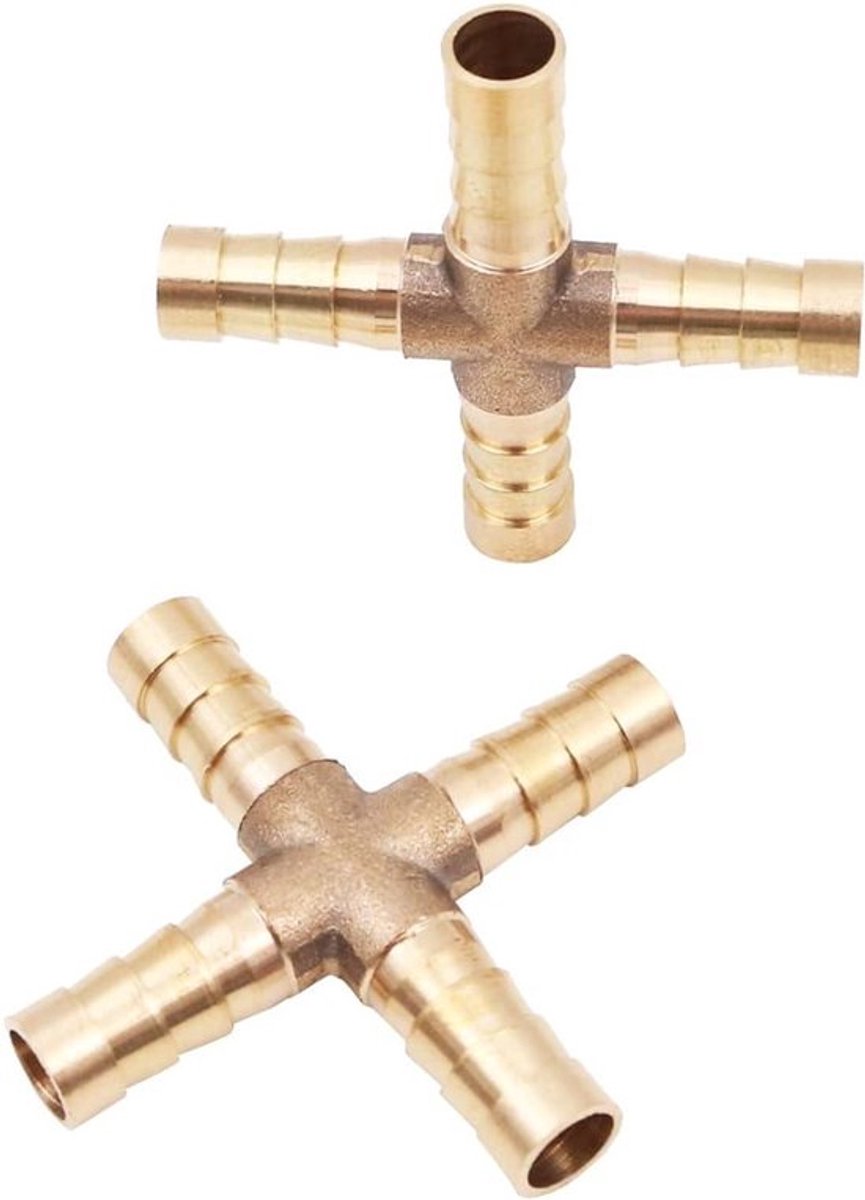 Messing slangkoppelingen 8 mm voor gas, water, olie - Set van 10 stuks