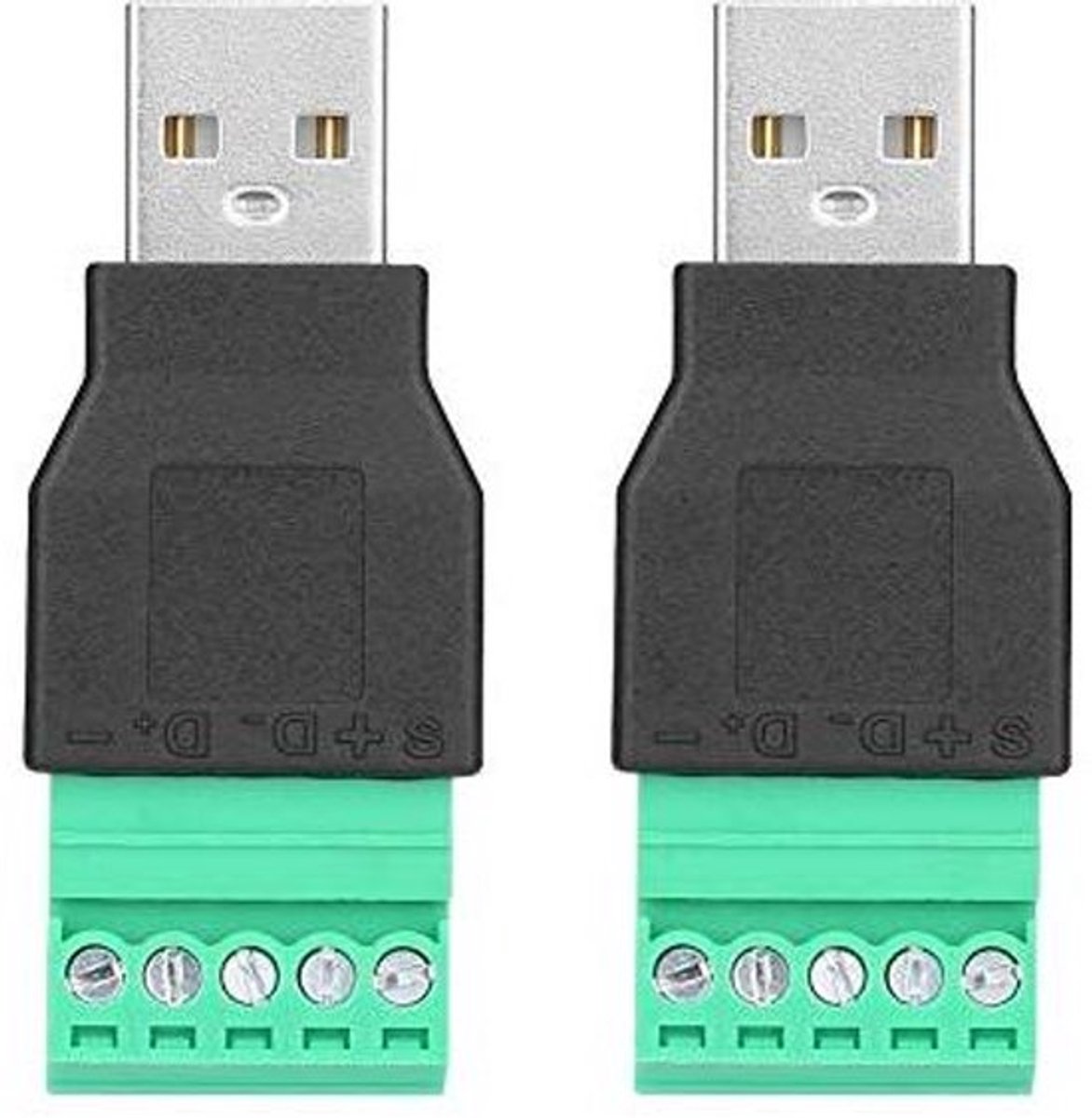 USB Mannelijke Plug Naar Cosses Schroef Adapter Connector 5 Pin Schroefklem - Terminal Connector - Set van 2 stuks