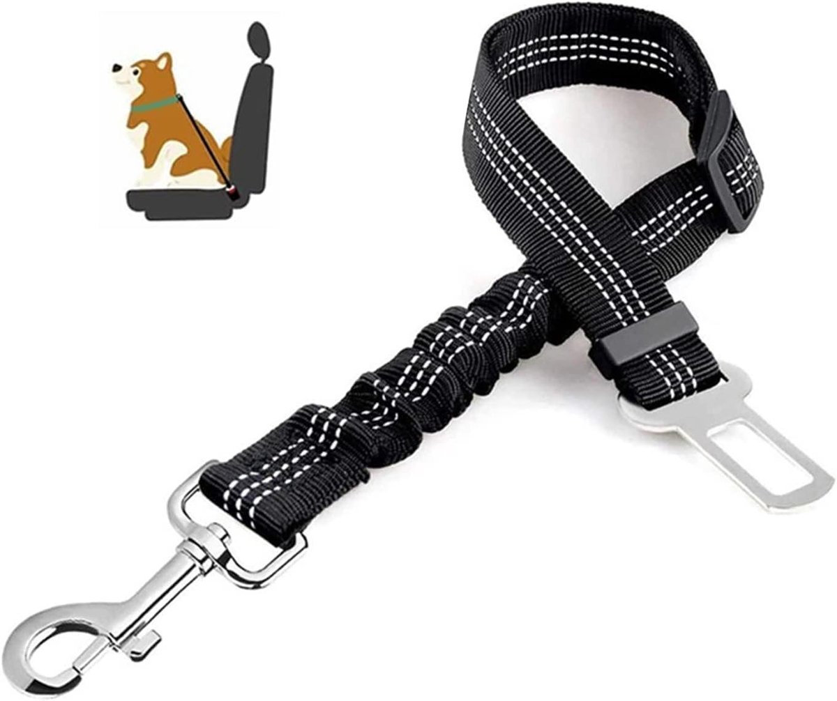 Hondenriem Auto - Veiligheidsgordel Hond - Veilig Reizen - Elastische Schokabsorptie - Verstelbaar - Zwart