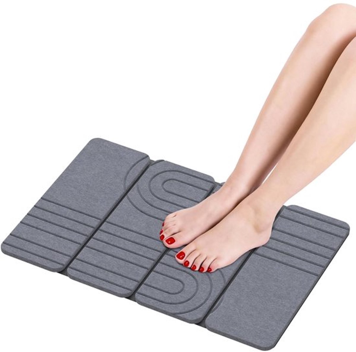 Badkamermat Antislip - 4-zijdig Opvouwbaar - Rubberen Onderlaag - Sneldrogend - Hygiënisch - Geschikt voor Badkamer en Keuken - Badmat