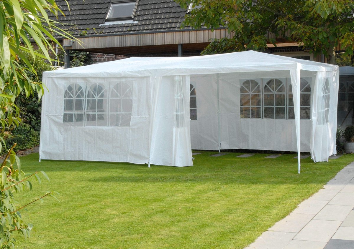 SnelShoppen - Lifetime Garden Partytent 3x6 Meter - Waterdichte Feesttent voor 70 Personen - Tuintent met Zijwanden en Ramen - Ideaal voor Tuinfeesten