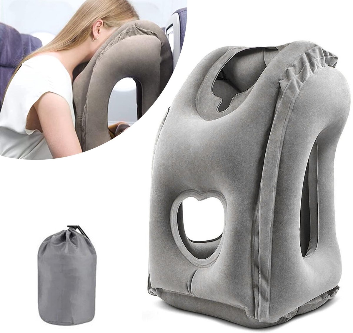 Dailygoods - Opblaasbaar Reis Kussen - Comfortabel Neksteunkussen voor Reizen