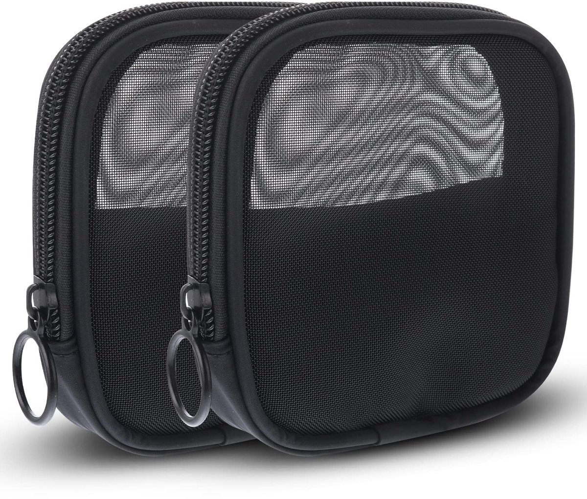Dailygoods - Set van 2 Mesh Make-up Tassen - Handig en Draagbaar, Zwart
