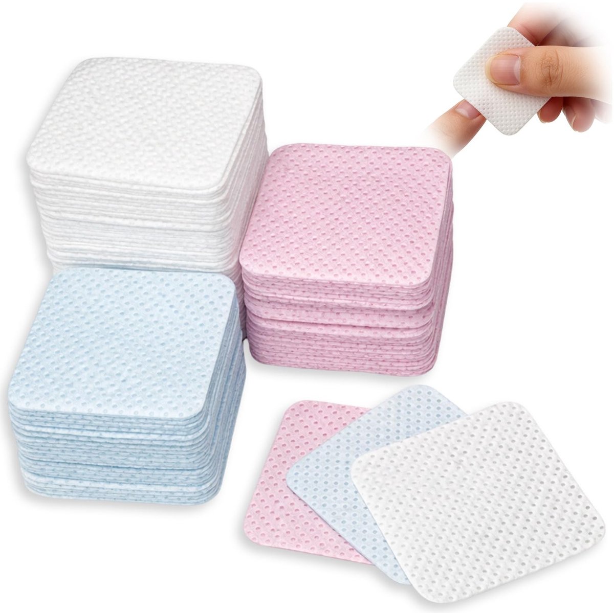 Dailygoods- Reinigingsdoekjes 400 stuks - Katoen - Vochtig/Droog - Geschikt voor Vloeibare Make-up - Zachte Textuur - Scheurvast - Nagelpads