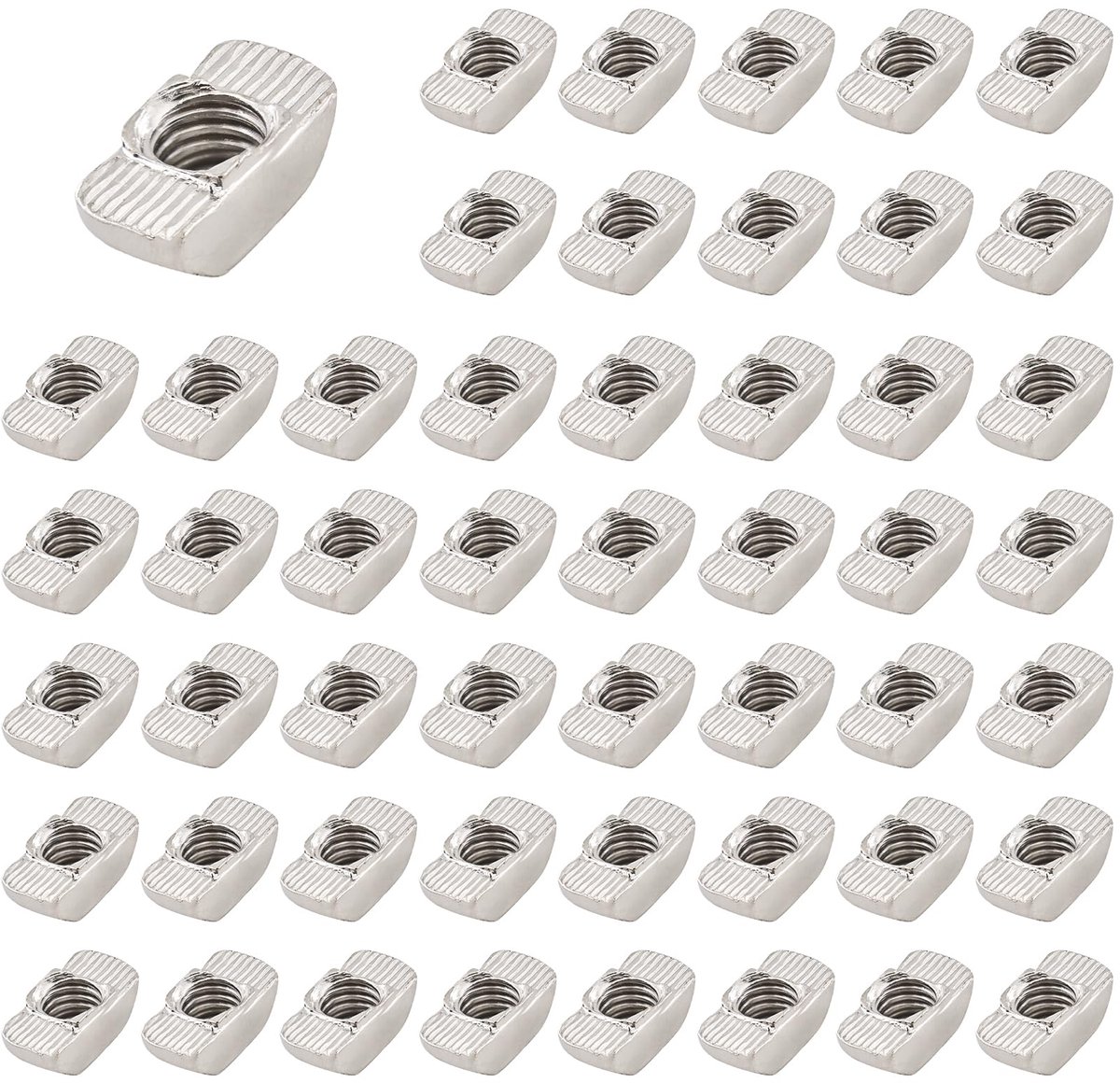 Dailygoods - 50 Stuks Hamerkopmoeren M8 voor T-Sleuf Profielen - Verzinkt Staal
