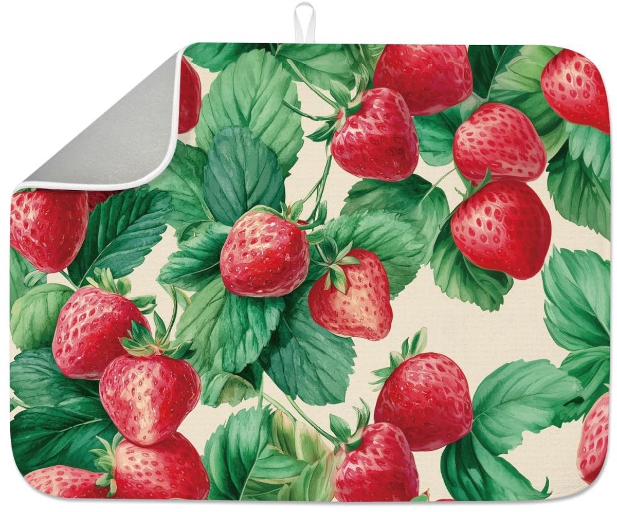 Dailygoods - Aardbei Droogmat voor Aanrecht - Hittebestendig en Absorberend