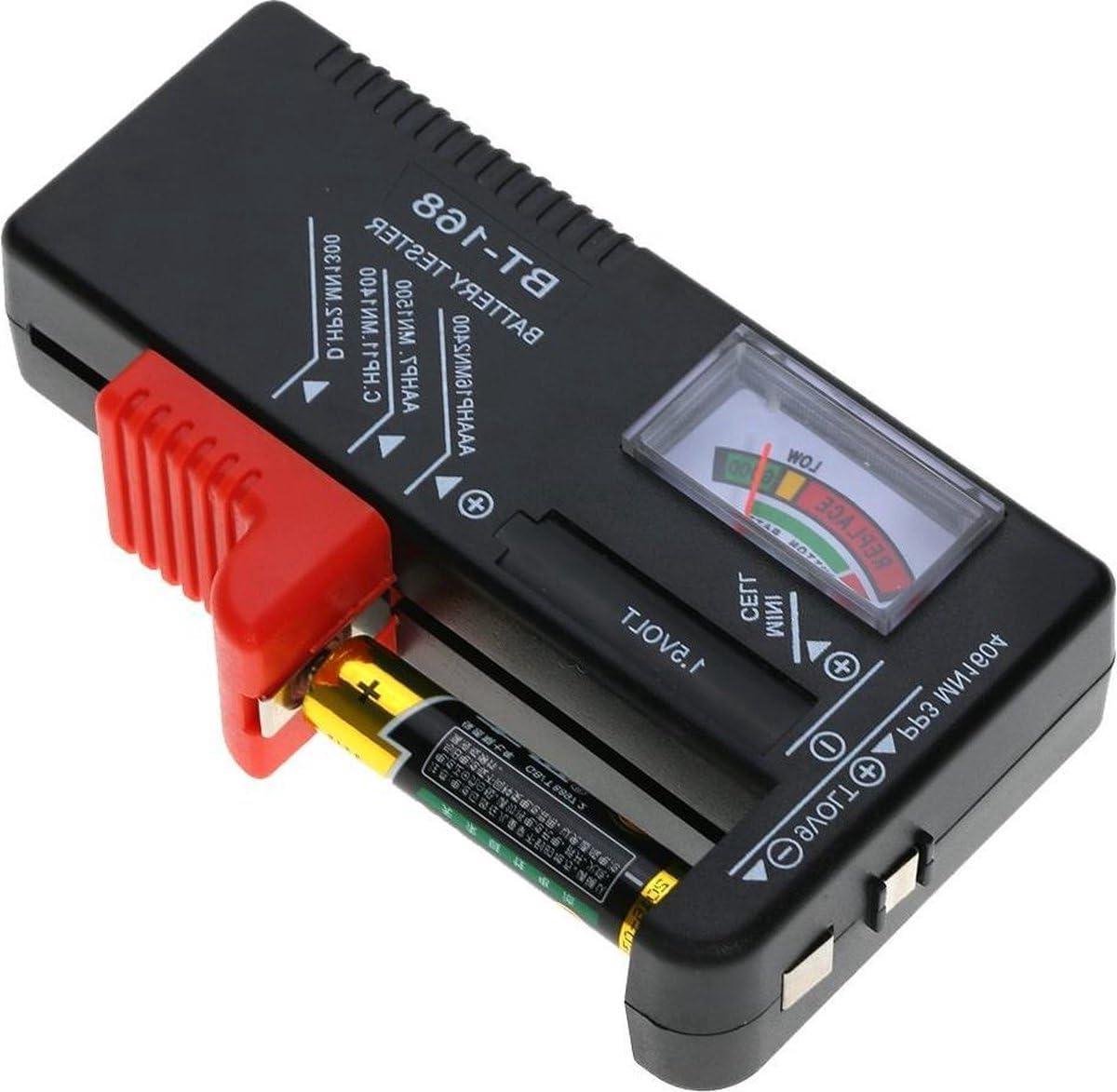 Batterijtester - Batterij meter - Batterijen controleren - Compact en handig - 2 x 2 x 2 cm - Zwart