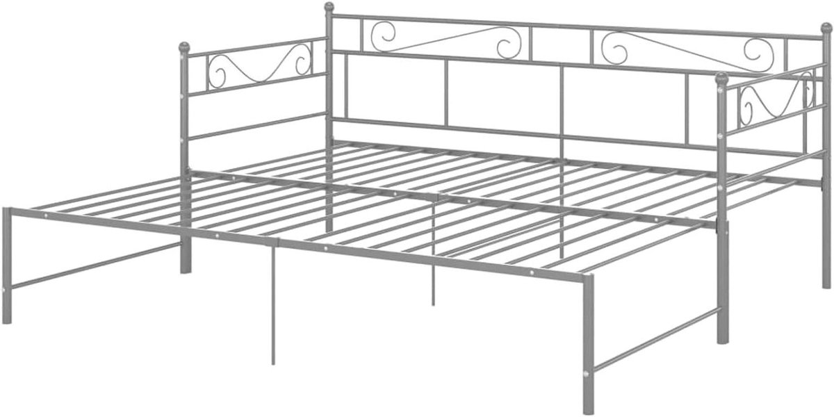 Uitschuifbaar Bed - Slaapbank Dagbed - Flexibele Woonruimte - Stabiel Metaal Design - 90 x 200 cm - Grijs