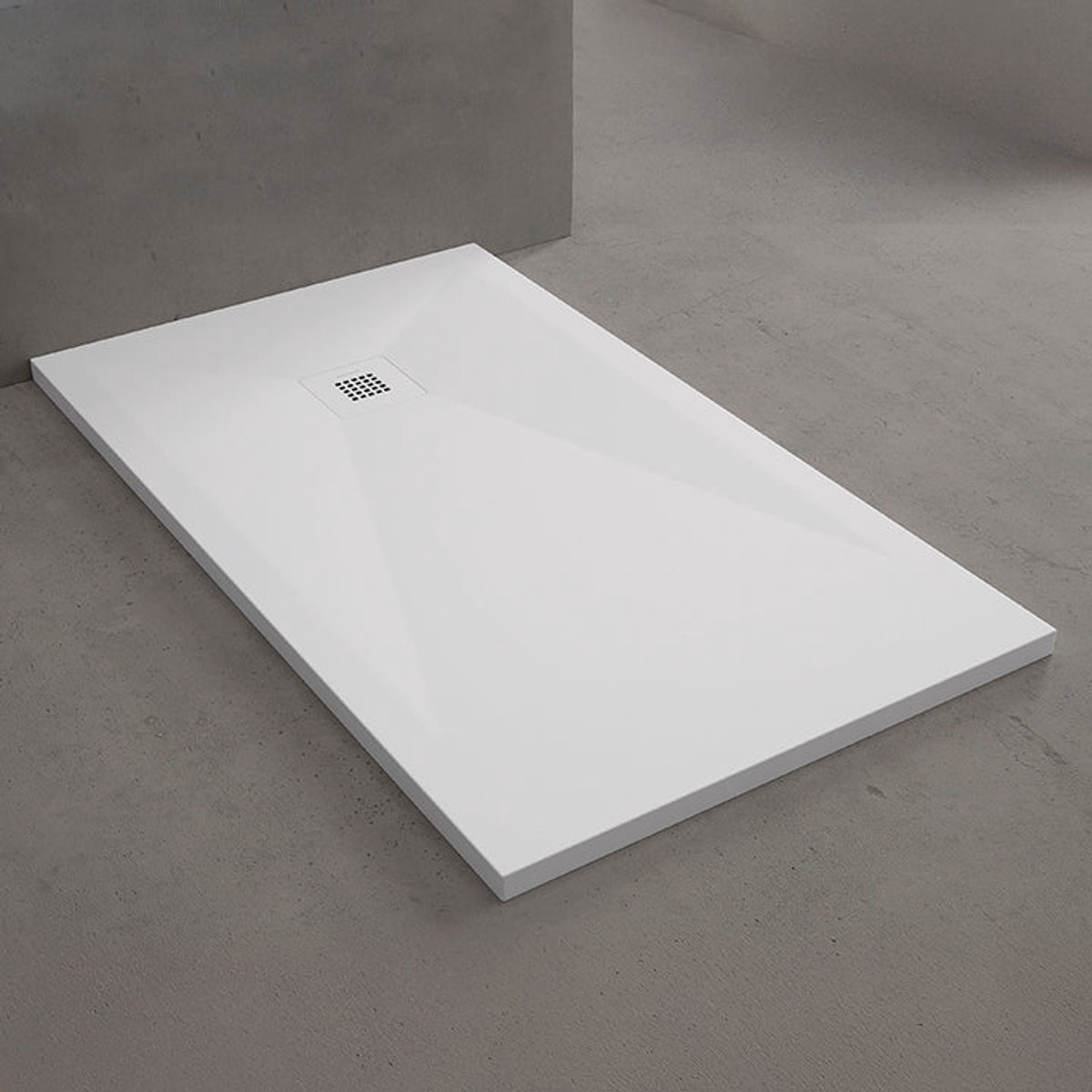ILYA PLUS Douchebak Composiet 140x90 cm - Wit - Extra Plat 3 cm - Antislip - Incl. Sifon