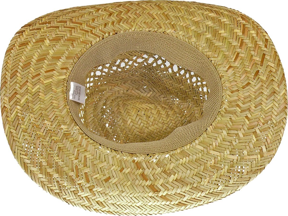 SnelShoppen - Voordelige Texashoed met kinriem, naturel, M - Ideaal voor feesten, camping, tuin en dagelijks gebruik