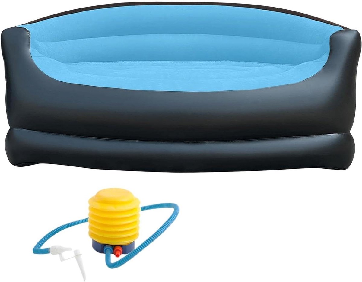 Opblaasbare Bank - Luchtbank Loungestoel - Ontspannen Buiten - Robuuste Constructie - 135x84x62cm - Blauw