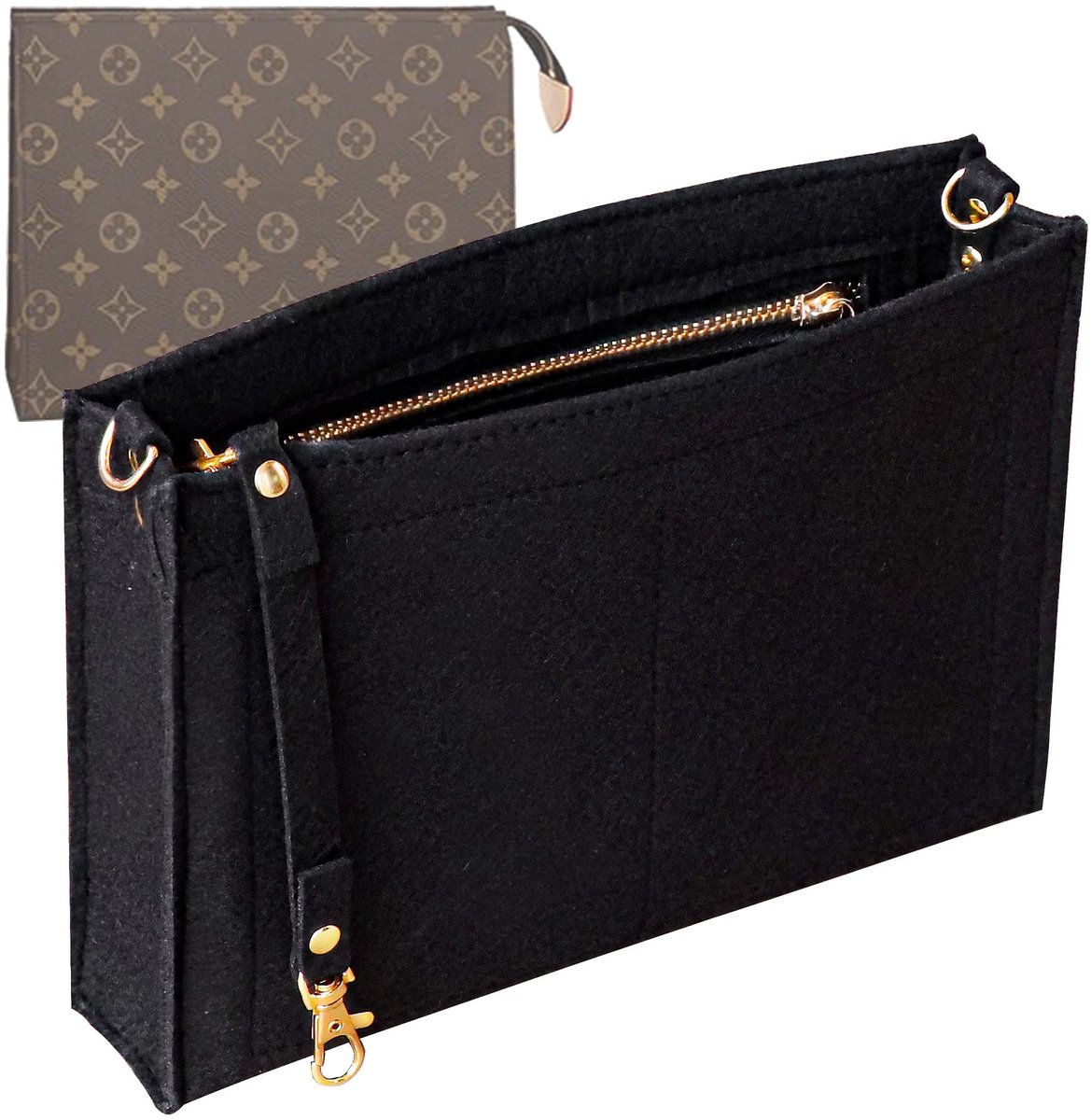 Dailygoods - Toiletry Bag - 26cm Organizer Insert voor Cosmetica met Sleutelhanger & Gouden Sluiting