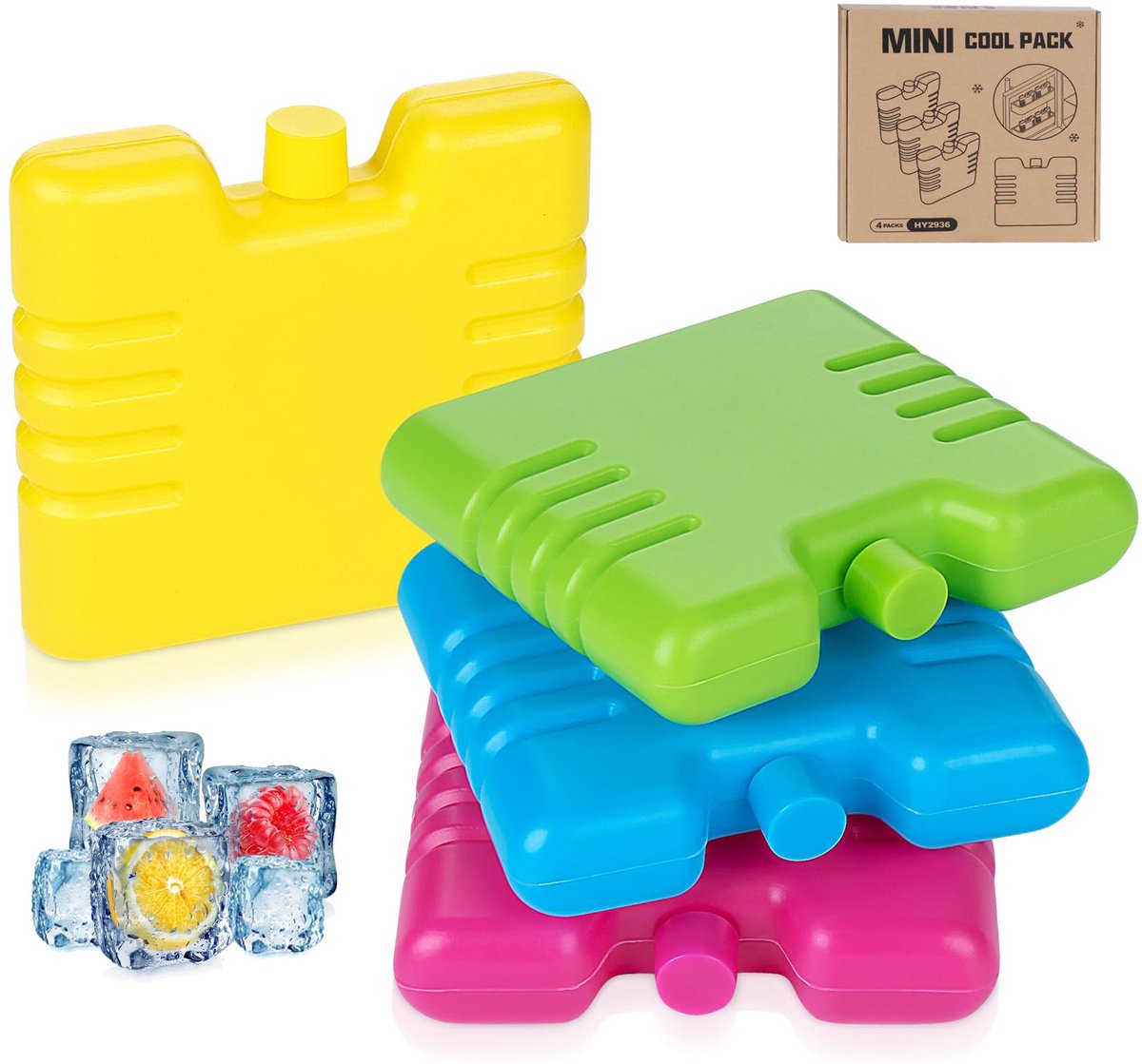 Dailygoods - Mini Koelelementen Set van 4 - Herbruikbare Gel IJsblokjes voor Koeltas