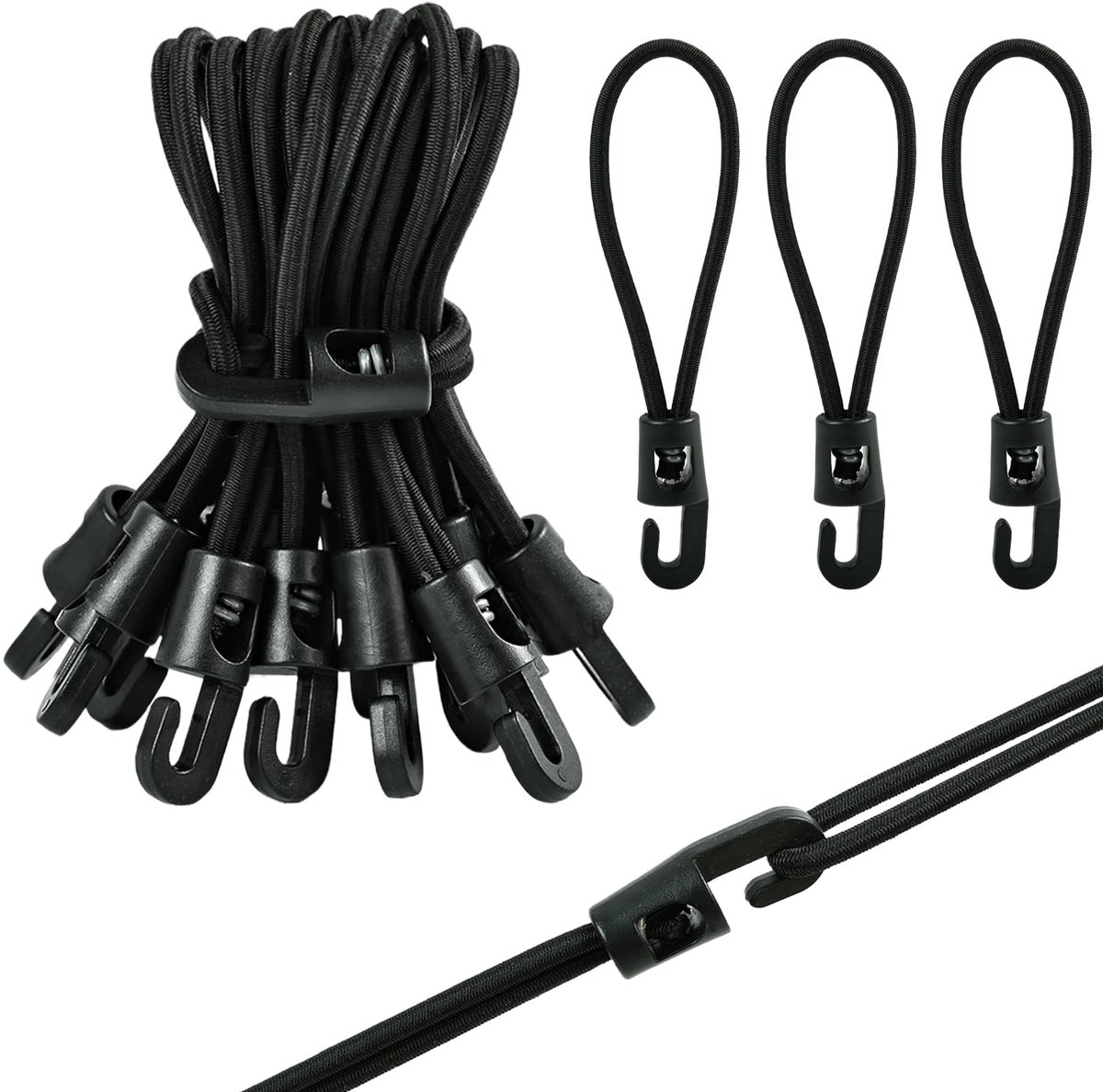 Dailygoods - Spanners voor Dekzeil met Haken - 20 Stuks Elastische Koorden