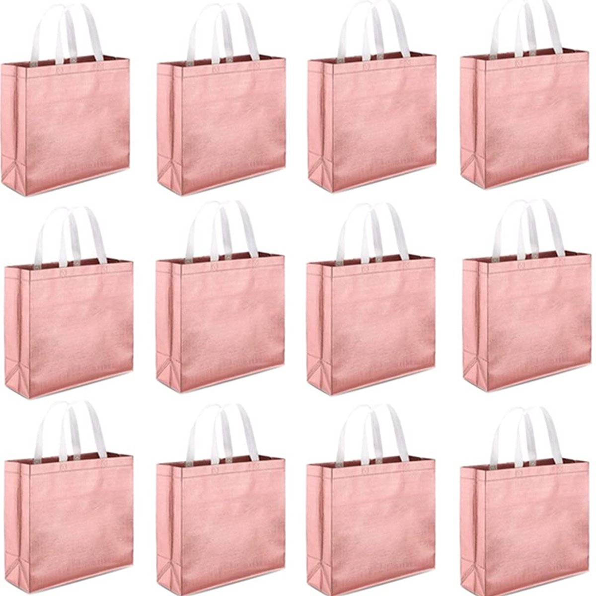 Dailygoods - Set van 12 Herbruikbare Boodschappentassen - Roségoud Large