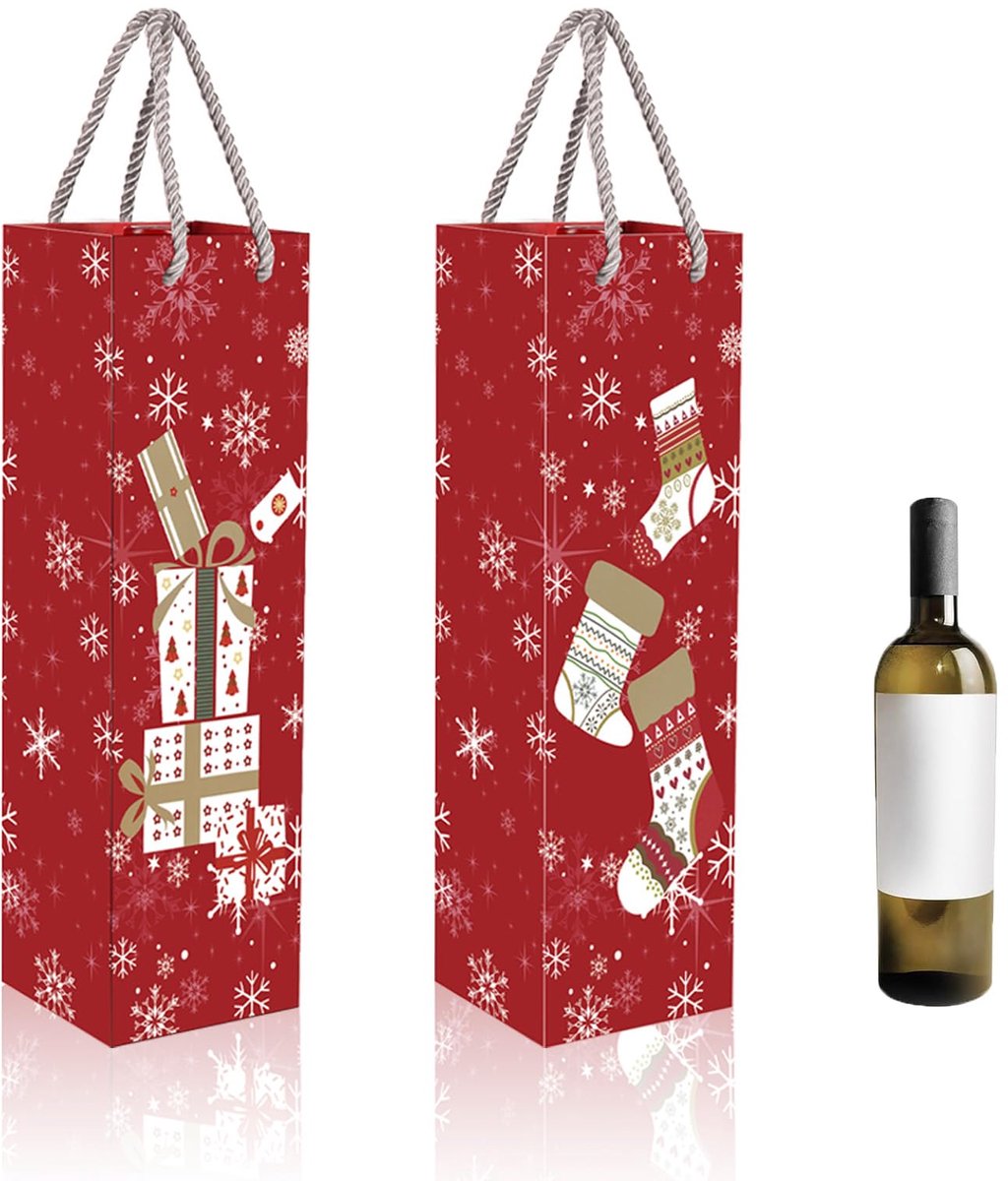 Dailygoods - MORAINJAY Kerst Wijnfles Cadeauzakken - 12 Stuks Donkerrood