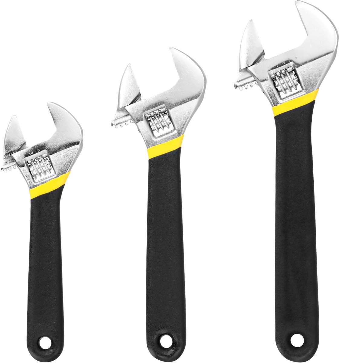 Dailygoods - 3-delige Verstelbare Moersleutelset - Robuuste Sleutels in Diverse Maten (150mm, 200mm, 250mm)