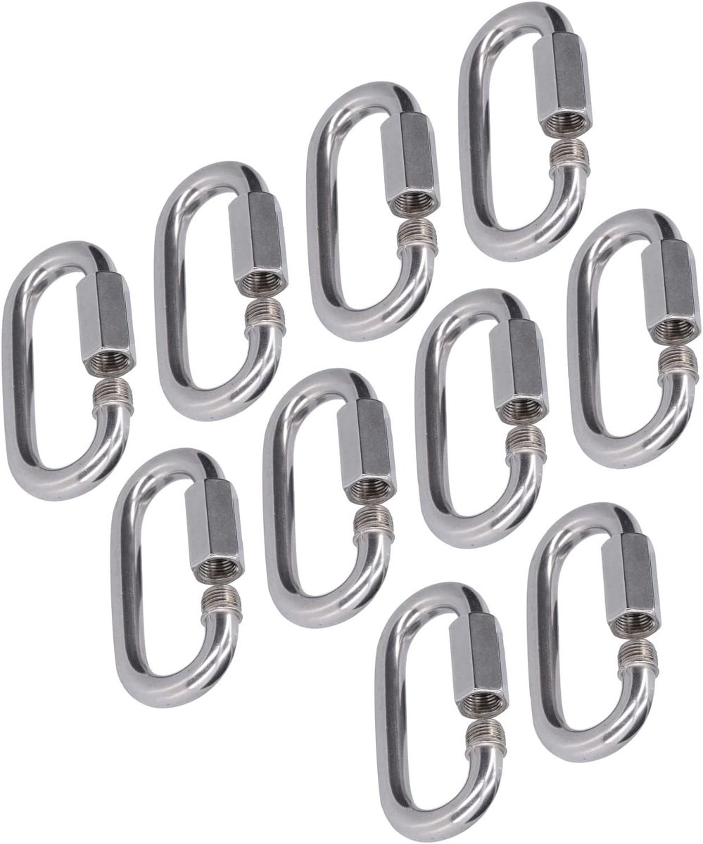 Dailygoods - Roestvrijstalen Snelkoppelingen - 10 Stuks Karabijnhaak met Schroefdraad